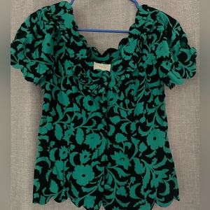 Maeve by Anthropologie black and green blouse top. Size 2